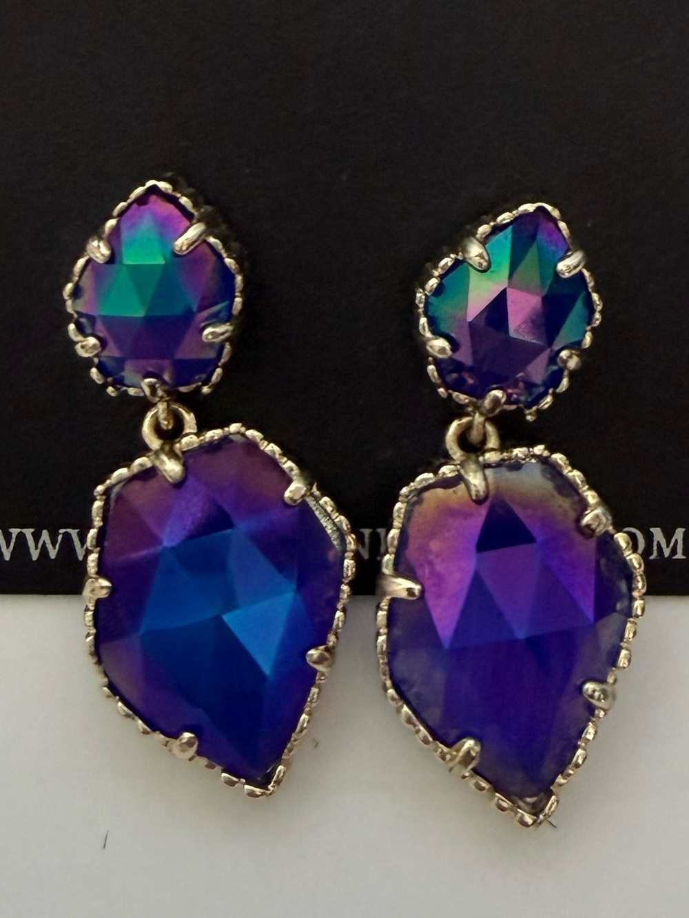 Kendra Scott Quincy Earring with Colbalt Teardrop Crystal Drop
